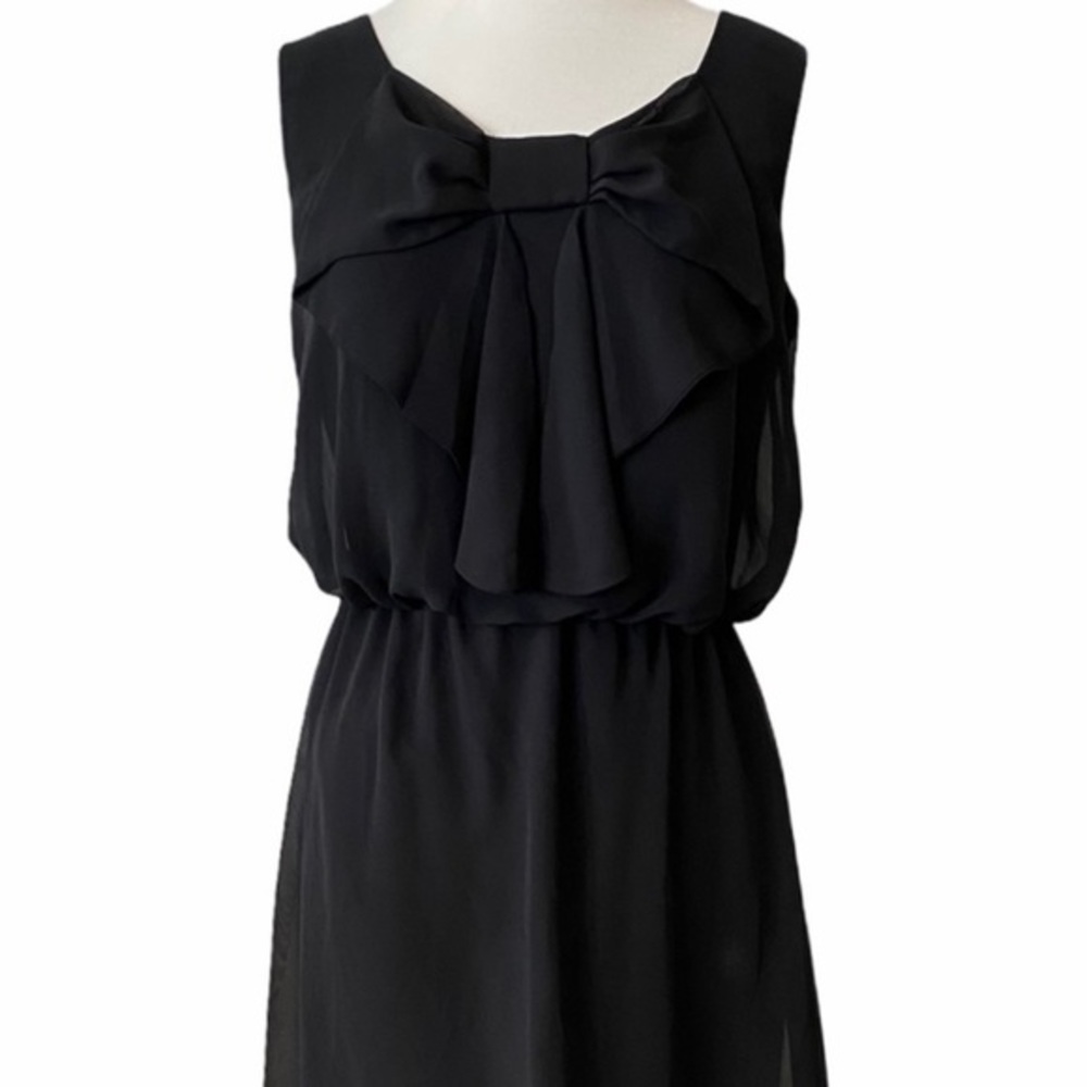 AB Studio Black Dress with Bow and Gathered Waist Size Small